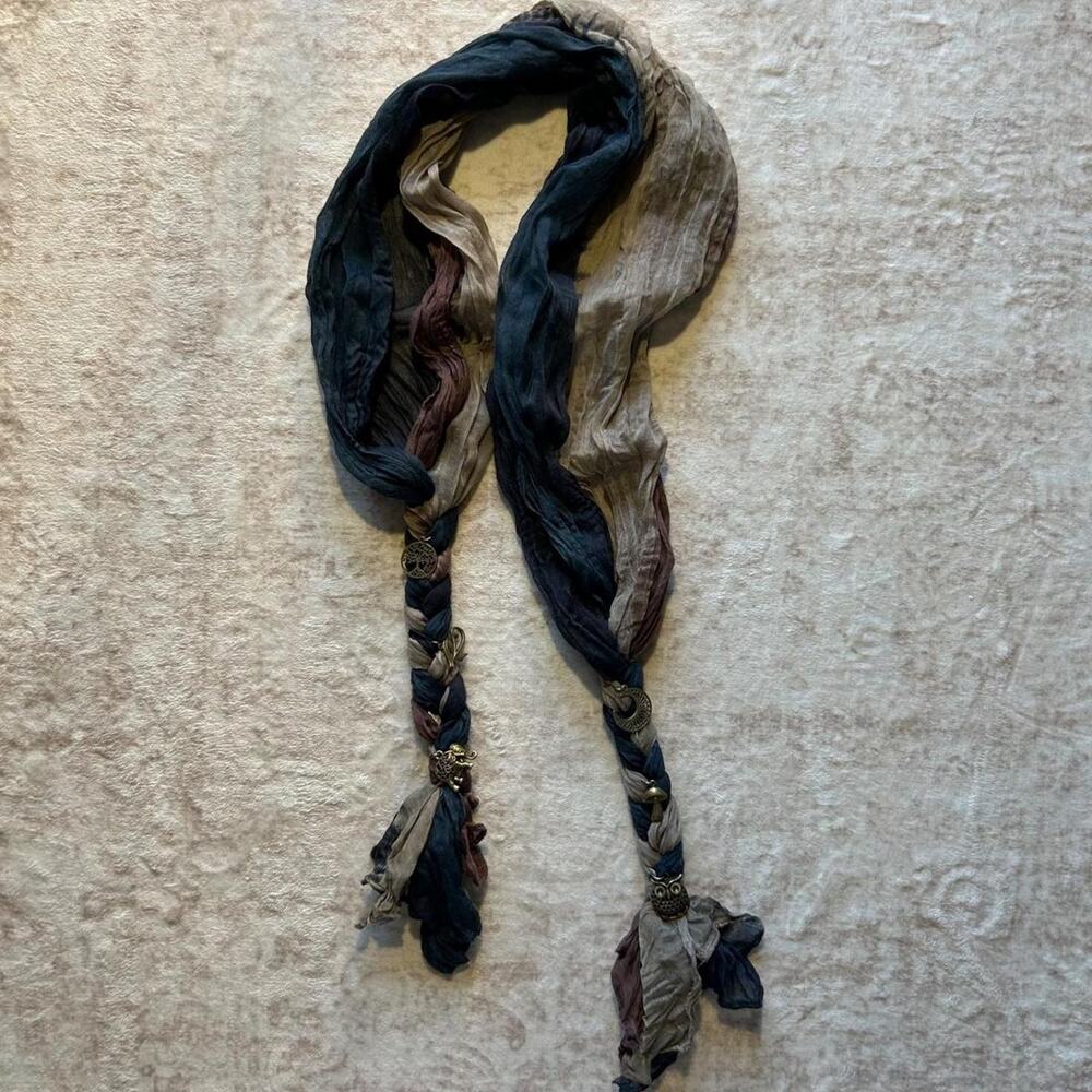 Boho multi colored scarf with braided